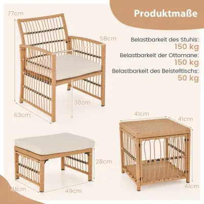 5-dielna záhradná ratanová súprava nábytku, balkónový nábytok s 2 kreslami, 2 stoličkami a 2-poschodovým konferenčným stolíkom, sedacia súprava