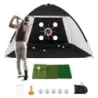 Tréningová golfová sieť s odpaľovacou podložkou, sada golfovej siete s terčom, 5 loptičkami, odpaliskom a úchytmi do zeme, 314 x 179 x 199 cm