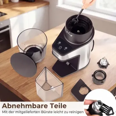 Elektrický mlynček na kávu s kužeľovým mlynčekom, mlynček na espresso so 60 nastaveniami mletia, časovačom 1-60 s