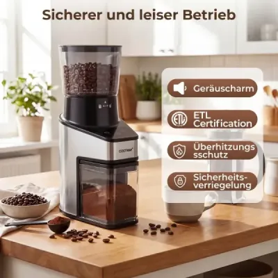 Elektrický mlynček na kávu s kužeľovým mlynčekom, mlynček na espresso so 60 nastaveniami mletia, časovačom 1-60 s