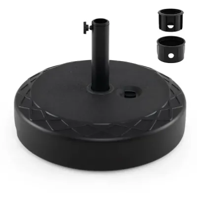 Podstavec slnečníka z HDPE, okrúhly podstavec slnečníka s rukoväťou pre tyče slnečníka 39-49 mm, čierny