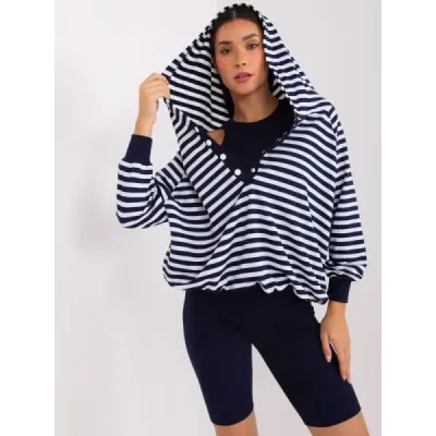 Dámska športová trojdielna súprava, tmavomodrá/biela MODA828