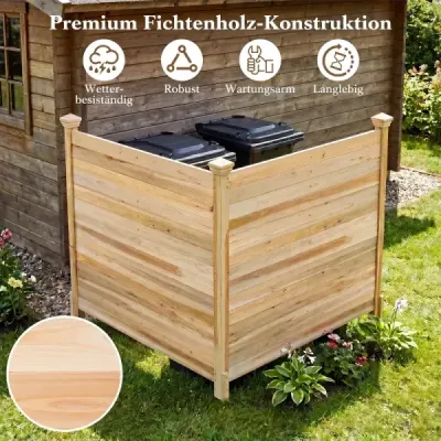 Sada 2 panelov na ochranu súkromia, 119 x 119 cm, záhradný plot z jedľového dreva, vonkajší drevený plot s 3 stĺpikmi, prírodný