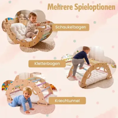 Drevený lezecký oblúk Montessori lezecký hojdací tandem s mäkkou poduškou pre deti od 3 rokov Macaron