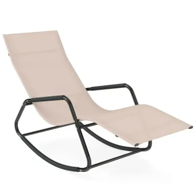 Záhradné ležadlo odolné voči poveternostným vplyvom Ergonomické hojdacie kreslo z priedušnej tkaniny 143 x 57 x 86 cm Béžové