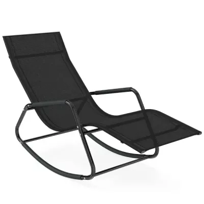 Záhradné ležadlo odolné voči poveternostným vplyvom Ergonomické hojdacie kreslo z priedušnej tkaniny 143 x 57 x 86 cm Čierne
