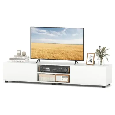 TV skrinka TV komoda pre televízory do 70 palcov TV skrinka s 2 dverami 160 x 35 x 30 cm Biela
