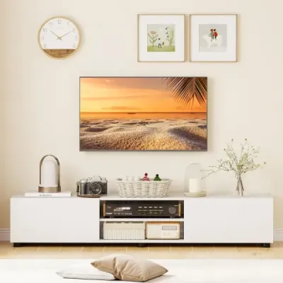 TV skrinka TV komoda pre televízory do 70 palcov TV skrinka s 2 dverami 160 x 35 x 30 cm Biela