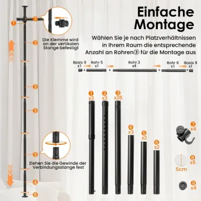 Deliaca tyč na záclony Nastaviteľná deliaca tyč na záclony 120–314 cm (v) 73–360 cm (š) Čierna