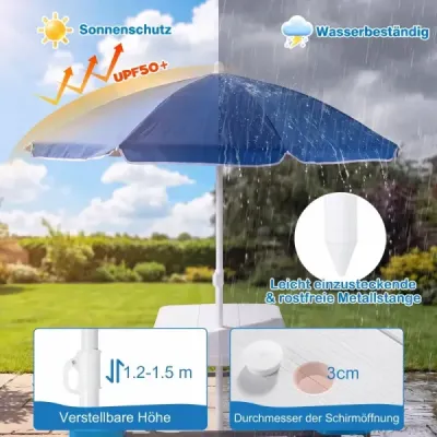 Detská sedenie z HDPE – detský piknikový stôl s 2 lavicami a výškovo nastaviteľným a odnímateľným slnečníkom