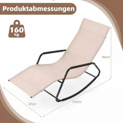 Záhradné ležadlo odolné voči poveternostným vplyvom Ergonomické hojdacie kreslo z priedušnej tkaniny 143 x 57 x 86 cm Béžové