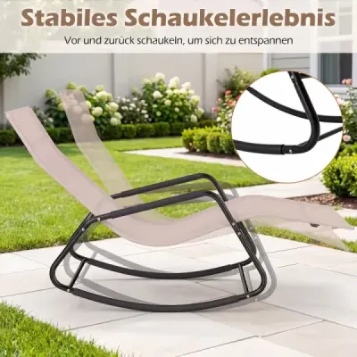 Záhradné ležadlo odolné voči poveternostným vplyvom Ergonomické hojdacie kreslo z priedušnej tkaniny 143 x 57 x 86 cm Béžové