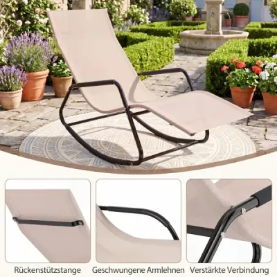Záhradné ležadlo odolné voči poveternostným vplyvom Ergonomické hojdacie kreslo z priedušnej tkaniny 143 x 57 x 86 cm Béžové