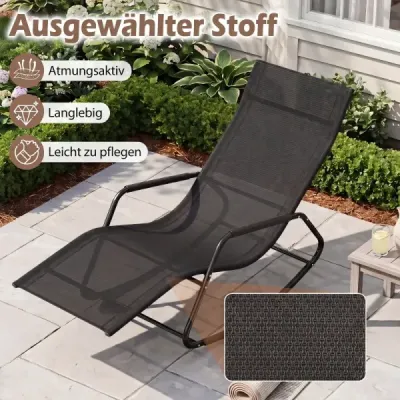 Záhradné ležadlo odolné voči poveternostným vplyvom Ergonomické hojdacie kreslo z priedušnej tkaniny 143 x 57 x 86 cm Čierne