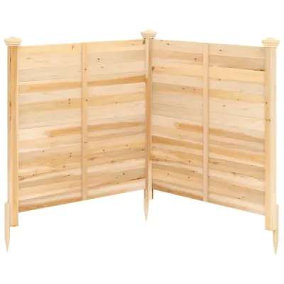 Oplotenie na ochranu súkromia, 2-dielne, 119 x 119 cm, záhradné oplotenie z jedľového dreva, vonkajšie drevené oplotenie s 3 stĺpikmi, prírodná farba
