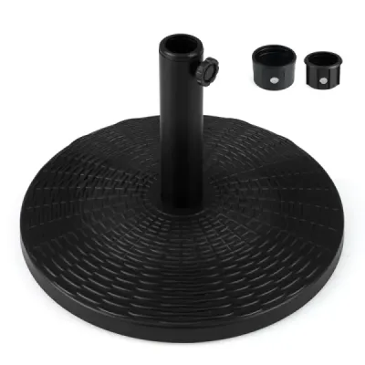 Robustný stojan na slnečník v ratanovom vzhľade s 2 adaptérmi pre tyče slnečníkov s priemerom 38/48 mm