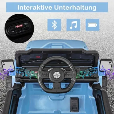 Elektrické vozidlo s diaľkovým ovládaním, terénnymi kolesami a LED svetlami – nákladné auto na hranie, modré