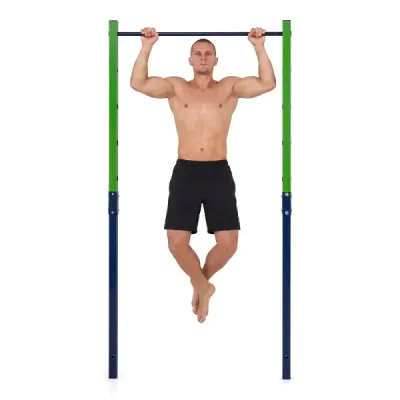 Hrazda na príťahy, výškovo nastaviteľná 80–172 cm, stanica na dipy z pozinkovanej ocele, nosnosť do 110 kg, modrá