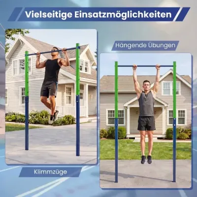 Hrazda na príťahy, výškovo nastaviteľná 80–172 cm, stanica na dipy z pozinkovanej ocele, nosnosť do 110 kg, modrá