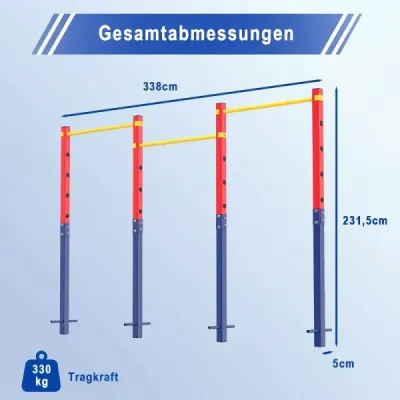 Hrazda na príťahy, výškovo nastaviteľná 80–172 cm, z pozinkovanej ocele, nosnosť do 330 kg, červená