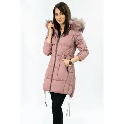 Dámska zimná bunda s kapucňou MODA690 staroružová