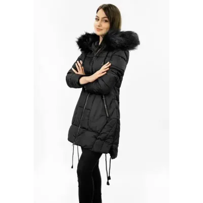 Dámska zimná bunda s kapucňou MODA690 čierna