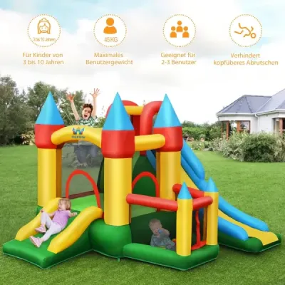 OP70348DE Nafukovací skákací hrad so 780W vzduchovým dúchadlom 2 šmykľavky Skákací hrad pre deti 330 x 300 x 210 cm Farebný SKLADOM