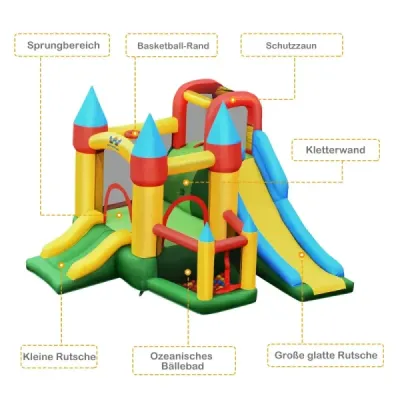 OP70348DE Nafukovací skákací hrad so 780W vzduchovým dúchadlom 2 šmykľavky Skákací hrad pre deti 330 x 300 x 210 cm Farebný SKLADOM