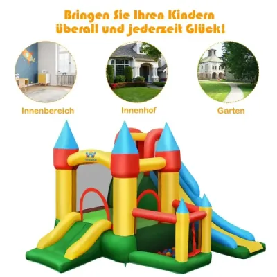 OP70348DE Nafukovací skákací hrad so 780W vzduchovým dúchadlom 2 šmykľavky Skákací hrad pre deti 330 x 300 x 210 cm Farebný SKLADOM