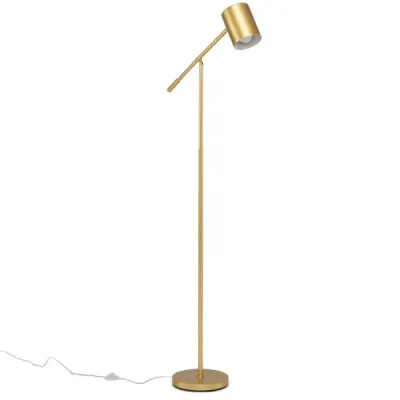 Stojaca lampa 175 cm, lampa na čítanie s nastaviteľnou hlavou a ramenom, lampa do obývačky s päticou E27, zlatá