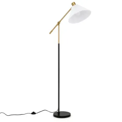Stojaca lampa s nastaviteľnou výškou a uhlom natočenia, 157 cm, zlatá