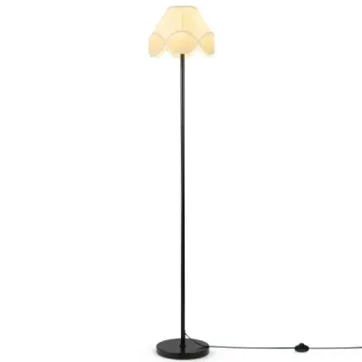 Stojaca lampa s reguláciou jasu, 159 cm, s plynule nastaviteľným jasom a látkovým tienidlom v čiernej farbe
