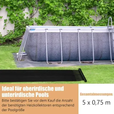 Sada 2 ks solárnych kolektorov na ohrev bazénov s rozmermi 500 x 75 cm pre bazény s objemom 21 500 l – podzemné aj nadzemné bazény