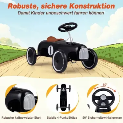 Kovové autíčko pre batoľatá od 18 mesiacov, čierne