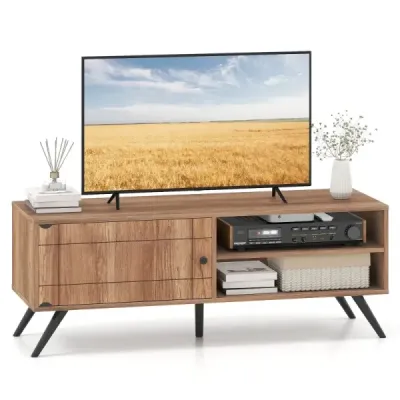TV skrinka/TV stolík so skrinkou a 2 otvorenými priehradkami, nízka skrinka pod TV, 120 x 40 x 44,5 cm