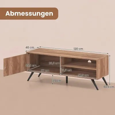 TV skrinka/TV stolík so skrinkou a 2 otvorenými priehradkami, nízka skrinka pod TV, 120 x 40 x 44,5 cm