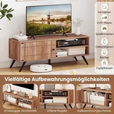 TV skrinka/TV stolík so skrinkou a 2 otvorenými priehradkami, nízka skrinka pod TV, 120 x 40 x 44,5 cm