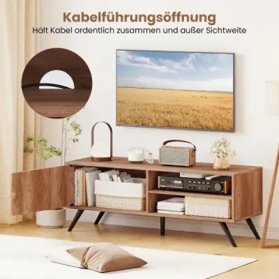 TV skrinka/TV stolík so skrinkou a 2 otvorenými priehradkami, nízka skrinka pod TV, 120 x 40 x 44,5 cm