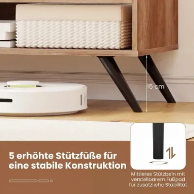 TV skrinka/TV stolík so skrinkou a 2 otvorenými priehradkami, nízka skrinka pod TV, 120 x 40 x 44,5 cm