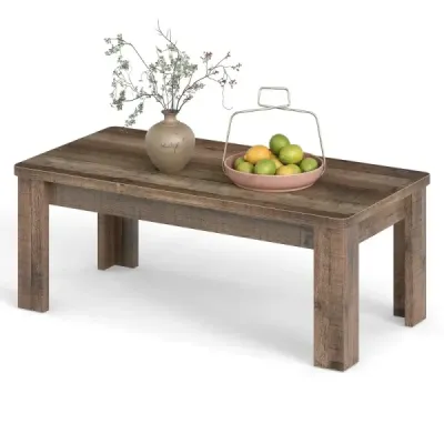 Konferenčný stolík 120 x 60 cm, obdĺžnikový stôl do obývačky, rozkladací stolík s podpernými nohami, nosnosť do 110 kg, hnedý