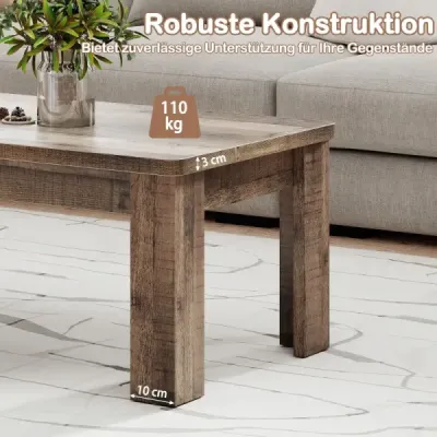 Konferenčný stolík 120 x 60 cm, obdĺžnikový stôl do obývačky, rozkladací stolík s podpernými nohami, nosnosť do 110 kg, hnedý