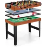 Multifunkčný herný stôl 4 v 1, 125 cm – stolný futbal, biliard, airhockey, stolný tenis s príslušenstvom do detskej izby, čierny