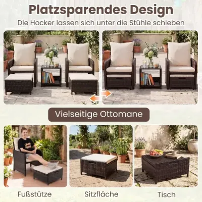 5-dielna súprava balkónového nábytku záhradný nábytok z PE polyratanovej sedacej zostavy do záhrady