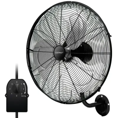 ES10330DE-BK Ø56 cm nástenný ventilátor Oscilačný ventilátor pre sklad skleník dielňu terasu a pivnicu čierny SKLADOM