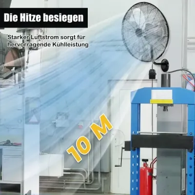 ES10330DE-BK Ø56 cm nástenný ventilátor Oscilačný ventilátor pre sklad skleník dielňu terasu a pivnicu čierny SKLADOM