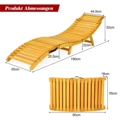Sada 2 ks ergonomických drevených ležadiel so podložkou a sklopnou opierkou hlavy – záhradné ležadlo 190 x 55 x 52 cm