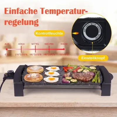 Elektrický gril 2150 W, stolový elektrický gril s dvojitou zónou pre použitie v interiéri aj exteriéri, 44 × 24 cm