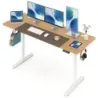 Elektricky výškovo nastaviteľný písací stôl so stabilným kovovým podstavcom 160 x 60 cm, prírodná farba