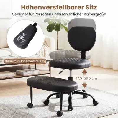Meditačná stolička s nastaviteľnou výškou, kancelárska stolička s krížovými nohami, kolenná stolička s otočnou opierkou na nohy o 360°, čierna
