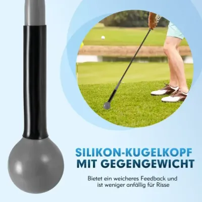 Sada 2 ks, 120 cm, trenažér golfového švihu s závažím na hlave, tréningová pomôcka pre golf, trenažér švihu, sivá farba